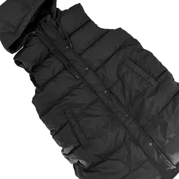Other Jackets & Blazers - Black Longline Puffer Hooded Small Women Padded Sleeveless Vest Jacket Zip Snap
